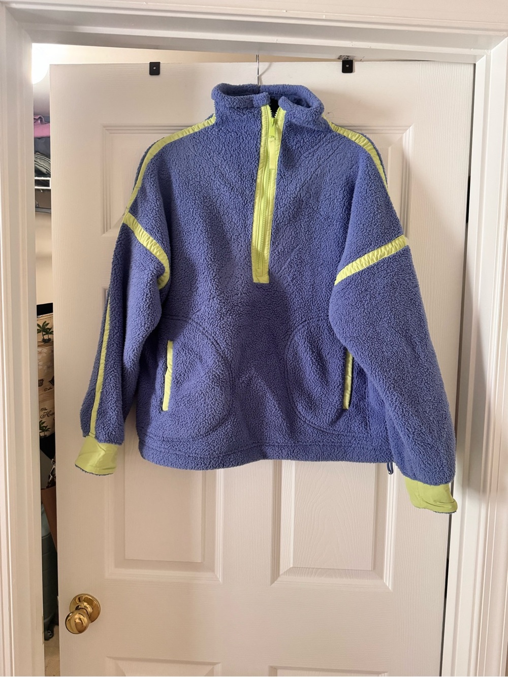 Blue Pullover Fleece with Lime Trim - Size M